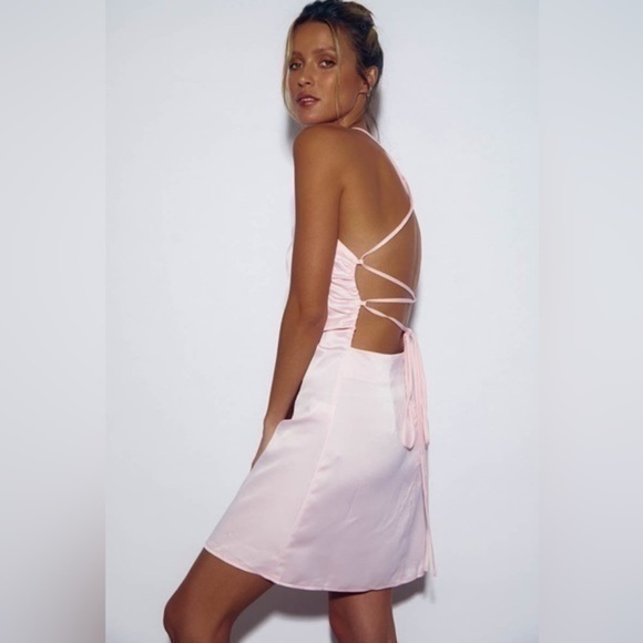 SNDYS Baby Pink Satin Look Cabo Mini Dress - Picture 4 of 8